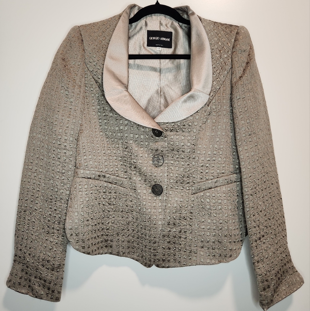 Vintage Giorgio Armani Women's Blazer | Sz 6 US | Waffle Textured Wool Silk
